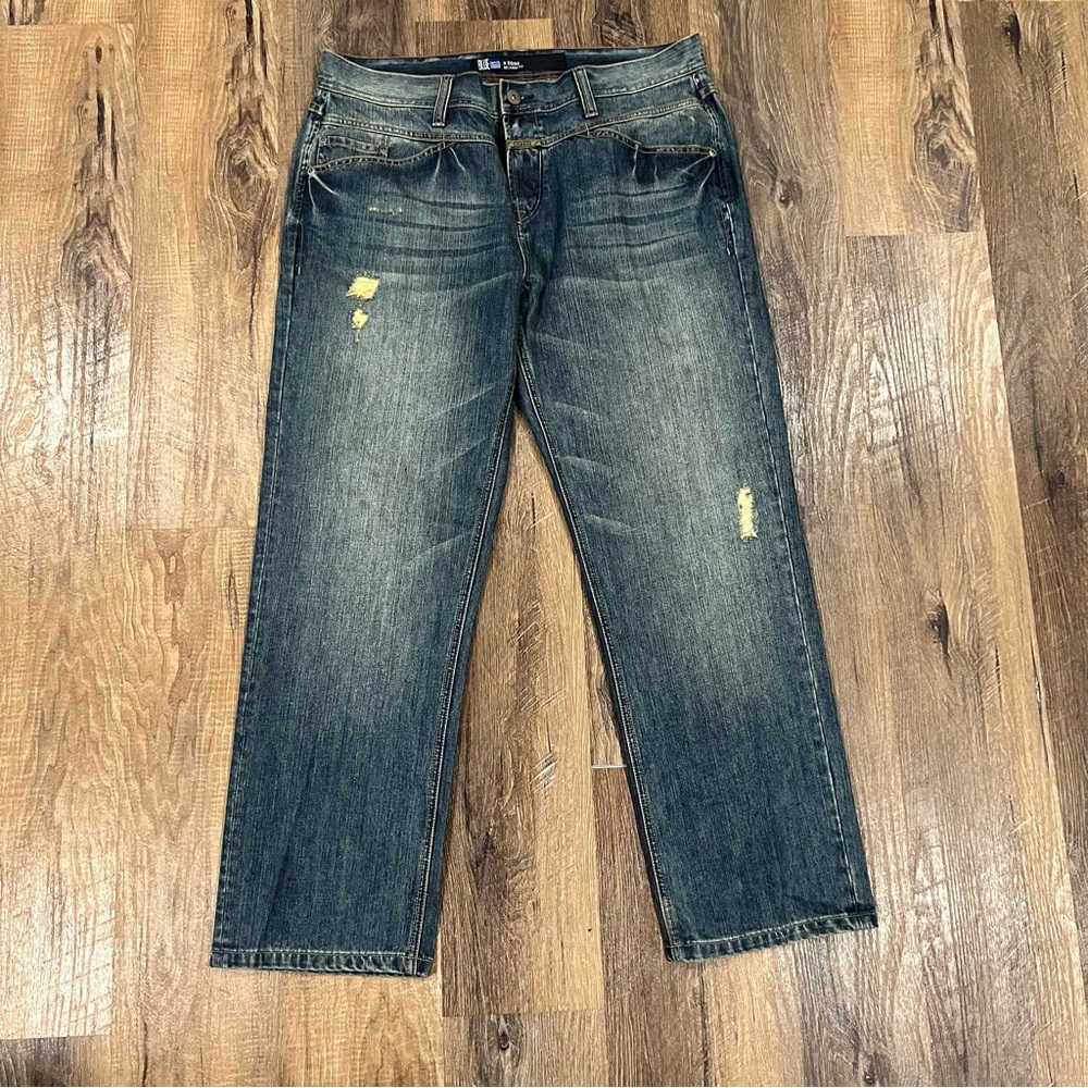 Marithe Francois Girbaud Jeans 38 32 Blue X Edge Baggy Distressed Flap Pocket